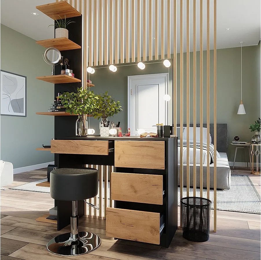 Toaletka antracyt/złoty dąb 90x40x75 sherry