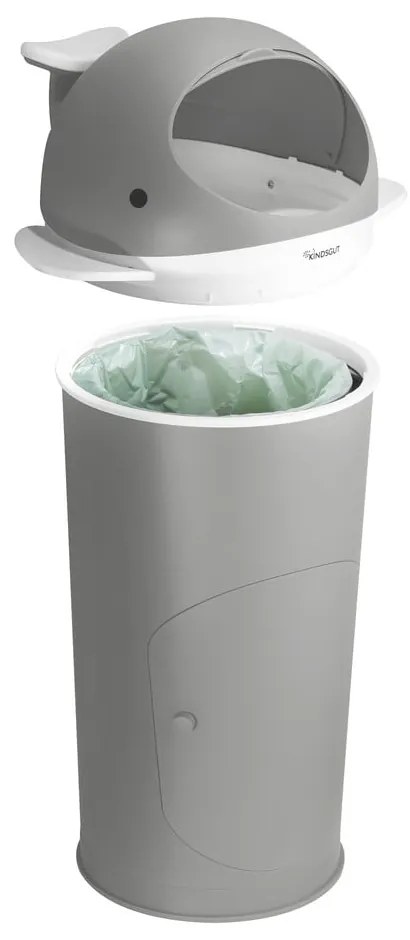 Ciemnoszary plastikowy kosz na pieluchy 25 l Whale – Kindsgut