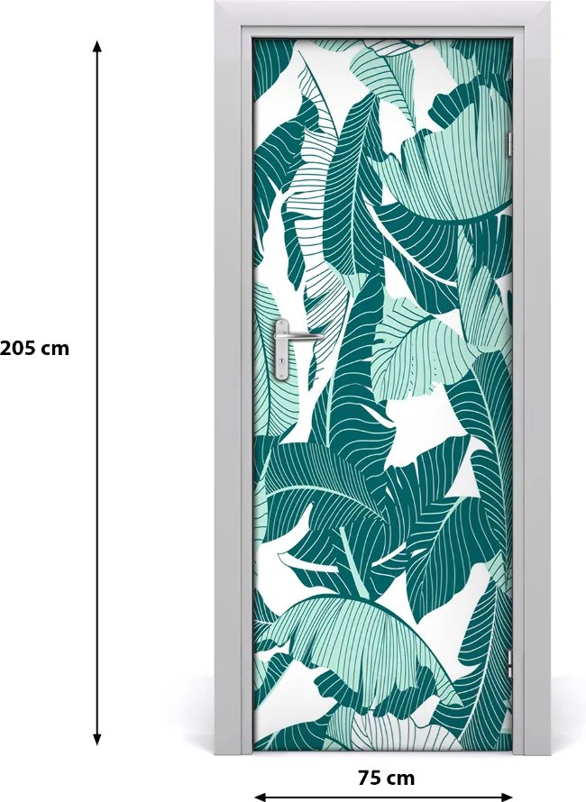 Okleina samoprzylepna na drzwi Tropikalne liście
