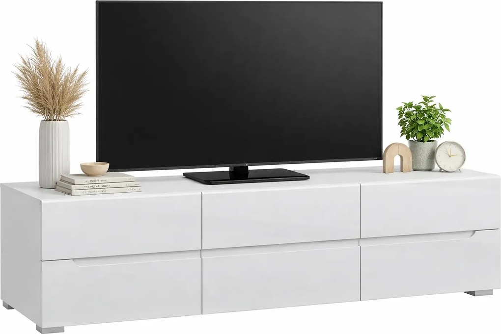 Biała szafka rtv z szufladami F8-L76