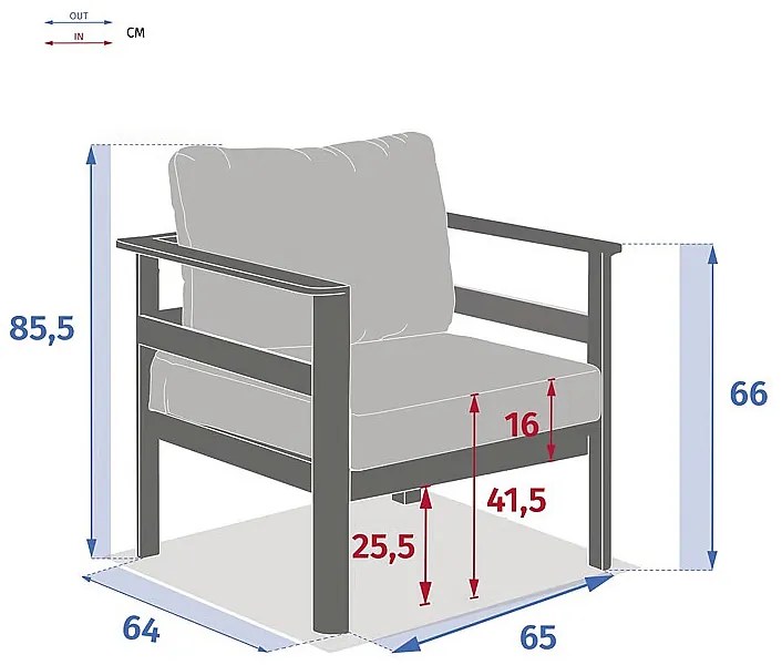 Zestaw aluminiowy NEW YORK dla 6 osób (antracyt) próbka
