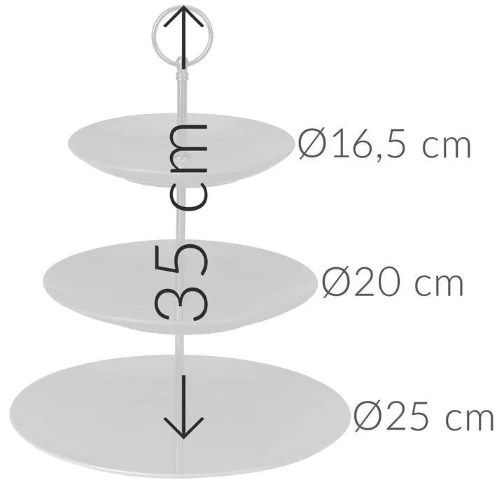 Okrągła patera na ciasta, torty, owoce - 3-poziomy, ceramiczna
