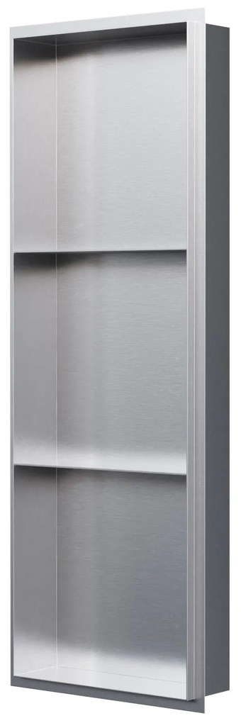 Półka wnękowa ścienna ze stali nierdzewnej NT309010XBezramkowy ze schowkiem - 30 x 90 x 10 cm