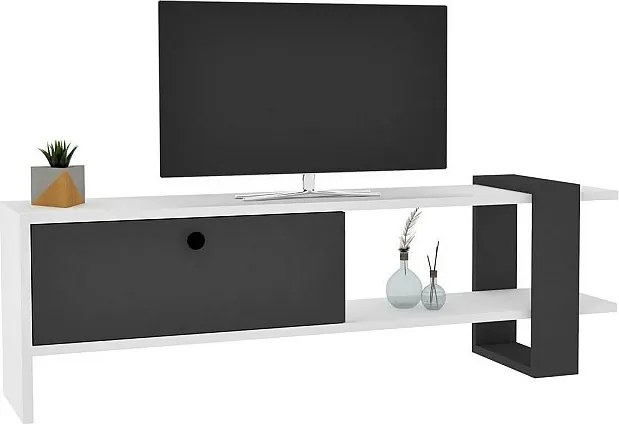 Stojak pod TV – 120 x 36,8 x 25 cm – Antracyt i biel – Płyta wiórowa
