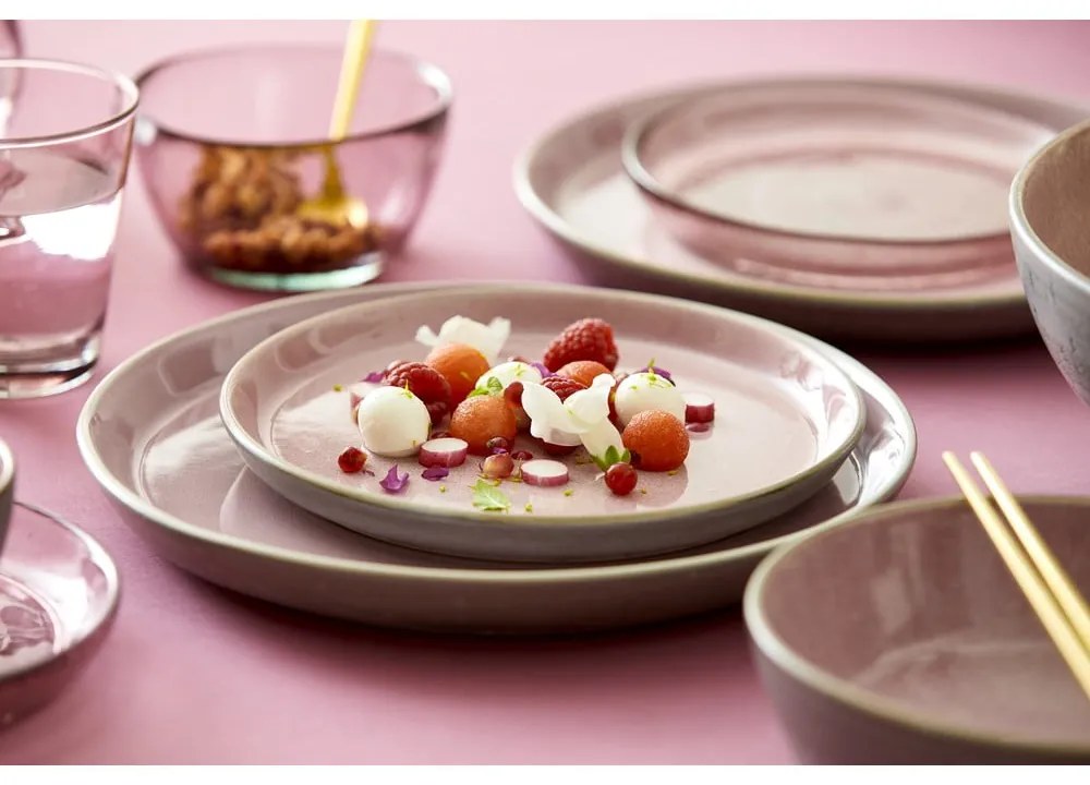 Różowy/szary kamionkowy talerz ø 27 cm Gastro Grey/Light Pink – Bitz