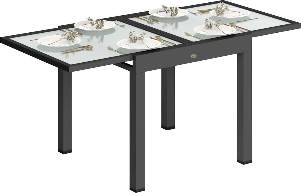 Outsunny Rozkładany stół ogrodowy, stół zewnątrzny, rozszerzalny buffet, odporny na warunki atmosferyczne, 160 cm × 80 cm × 75 cm, kolor czarny