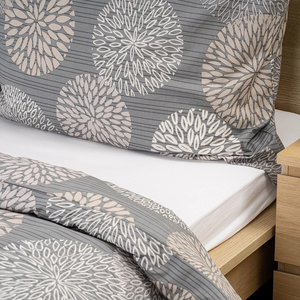 4Home Pościel bawełniana Grey Petals, 220 x 200 cm, 2 szt. 70 x 90 cm