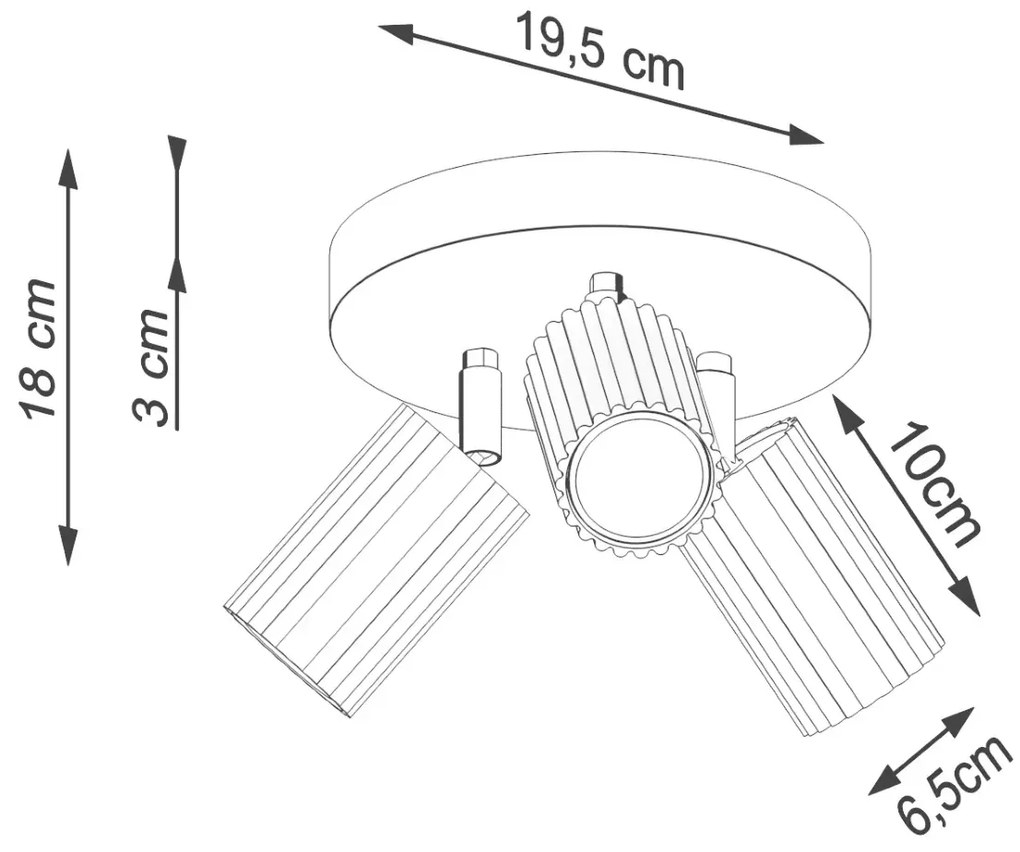 Plafon trzypunktowy KARBON 3P beżowy okrągły SOLLUX  LIGHTING