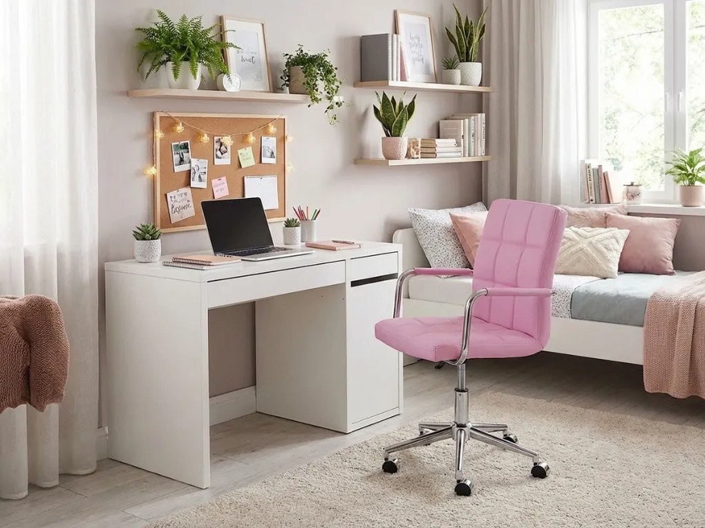 Fotel biurowy Q-022 z ekoskóry, różowy