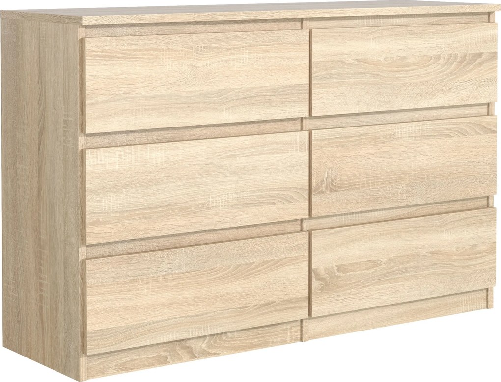 Komoda NUDO 120 cm do Salonu Sypialni 6 Szuflad Dąb sonoma