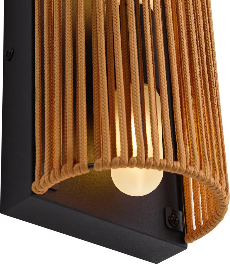 Lampa ścienna Japandi pomarańczowa z czarną liną IP44 - Jayla