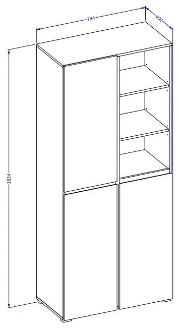 Szafa do przedpokoju CROSS 3D 80cm dąb wotan/czarna z półkami HELVETIA