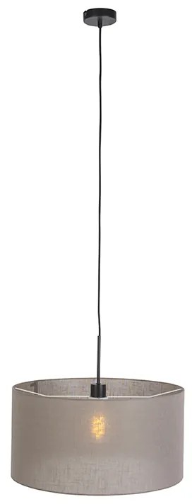 Rustykalna lampa wisząca czarna z abażurem w kolorze taupe 50 cm - Combi 1 Nowoczesny Oswietlenie wewnetrzne