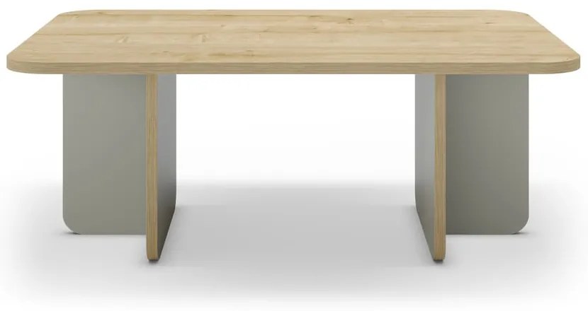 Jasnozielony/w naturalnym kolorze stolik z blatem w dekorze dębu 56x100 cm Hillary – Marckeric