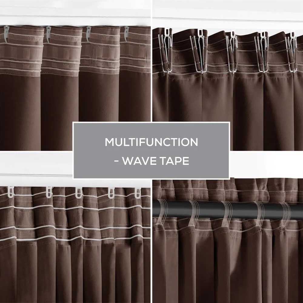 Brązowa zaciemniająca zasłona termiczna 140x245 cm Pleat – Restilo