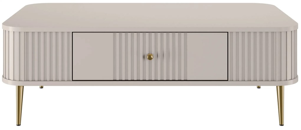 Stolik kawowy z szufladą Vesper 103x60 cm - kaszmir / złote nogi