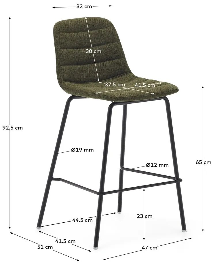 Ciemnozielone hokery zestaw 2 szt. 92,5 cm Zunilda – Kave Home