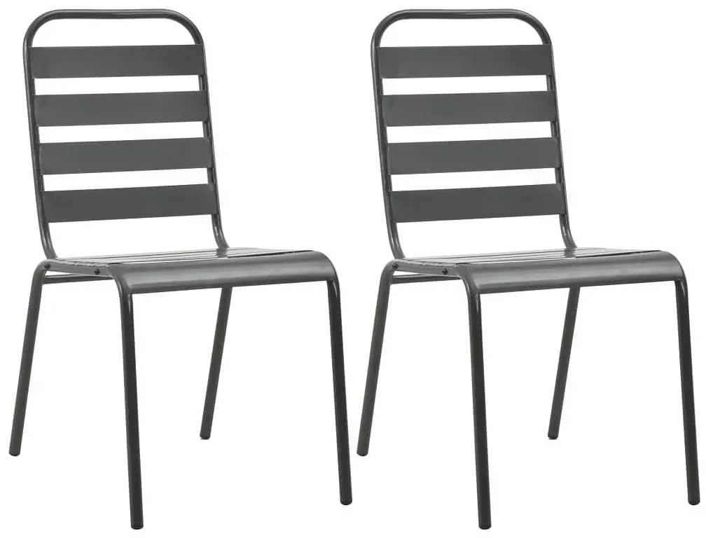 Zestaw szarych metalowych krzeseł ogrodowych K2-D58