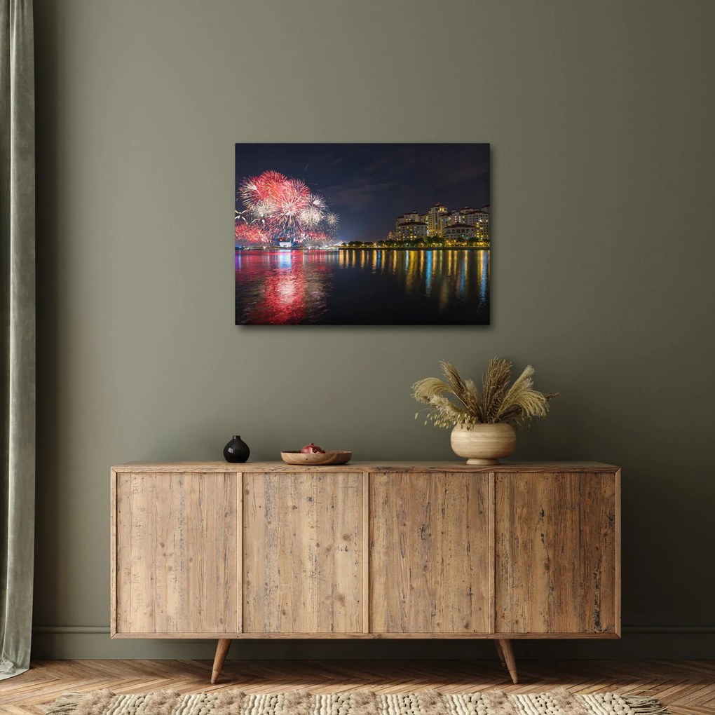 Obraz fajerwerków w Singapurze (70x50 cm)