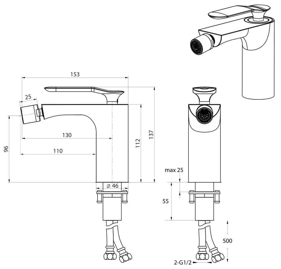 Bateria bidetowa czarna CONCEPCION black
