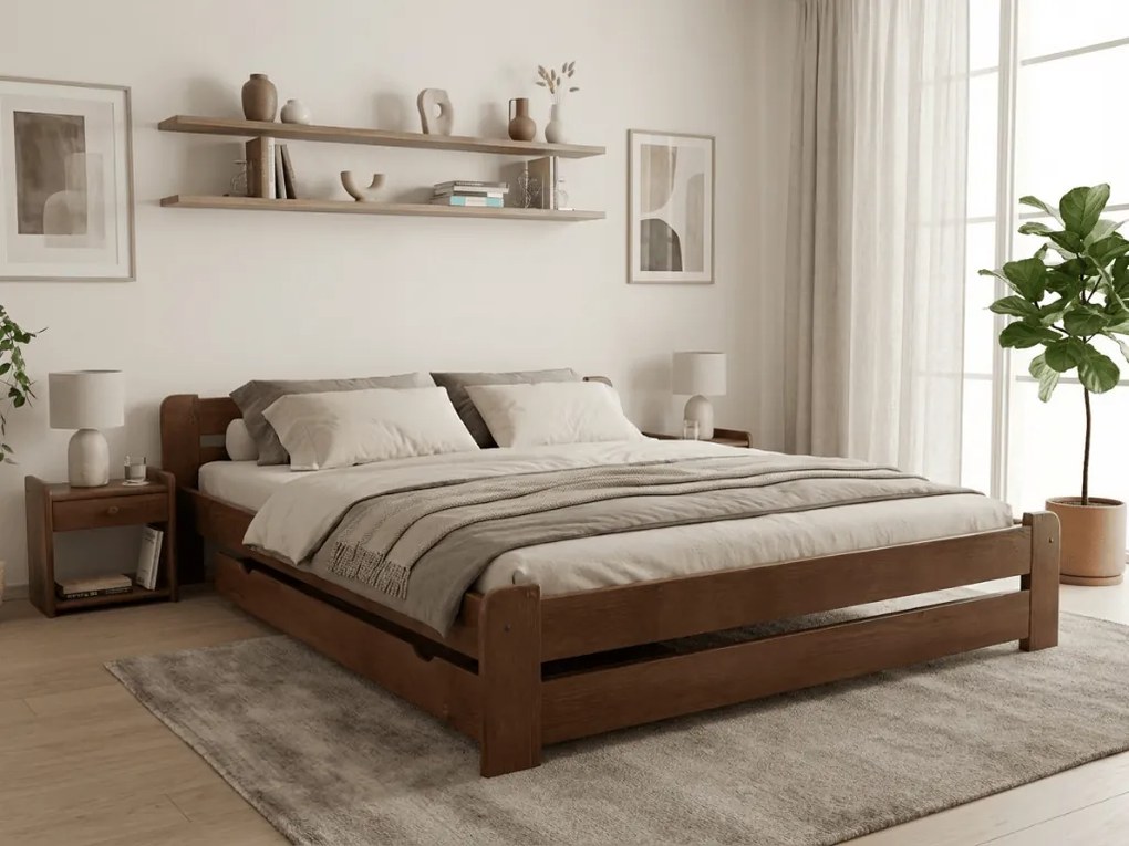 Łóżko Laura 180 x 200 cm, dąb Stelaż: Ze stelażem listwowym rolowanym, Materac: Materac Deluxe 10 cm