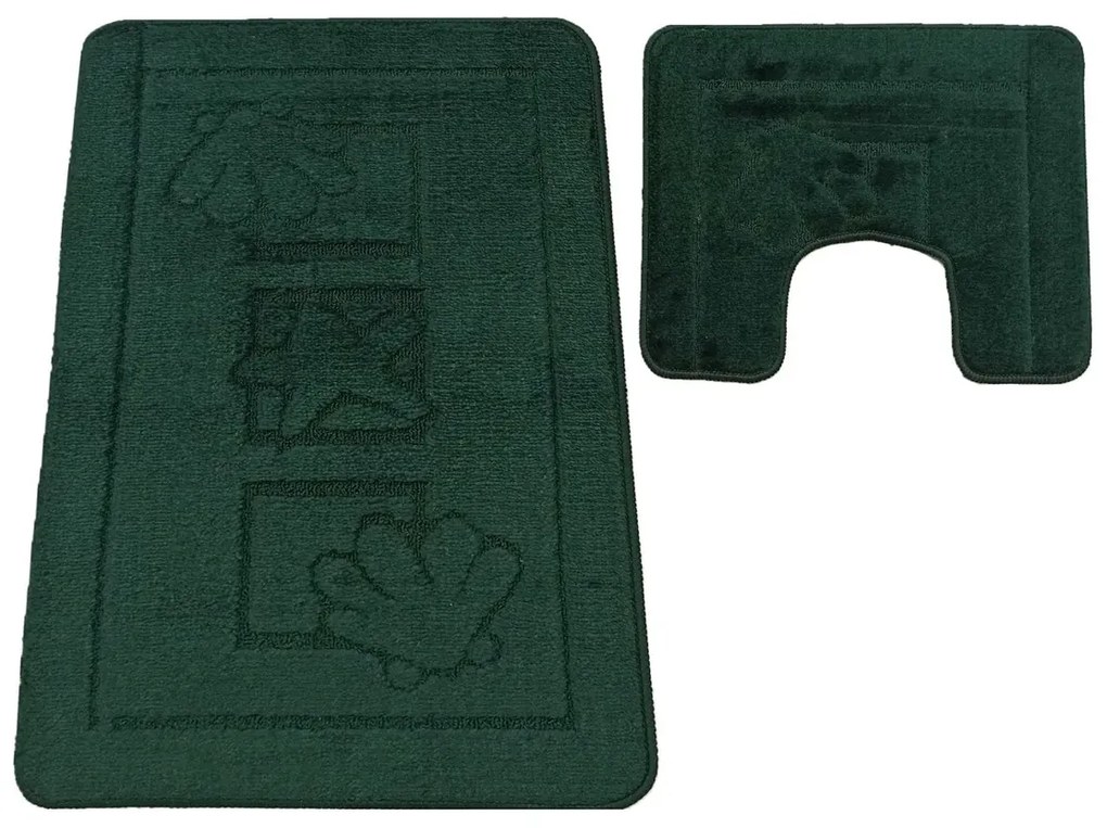 Ciemnozielony komplet dywaników do łazienki M5-F78