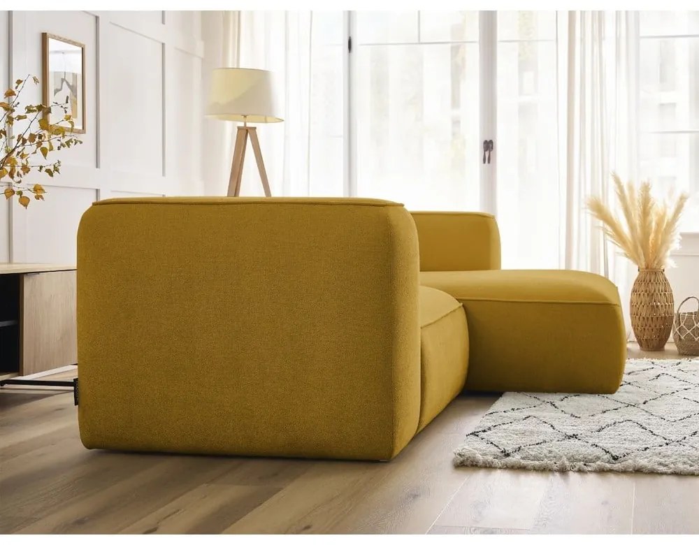Narożnik z materiału bouclé w kolorze ochry (prawostronny) Zephyr – Bobochic Paris