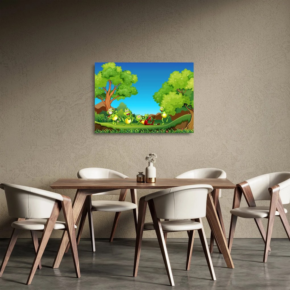Obraz na szkle - Wesołe żaby (70x50 cm)