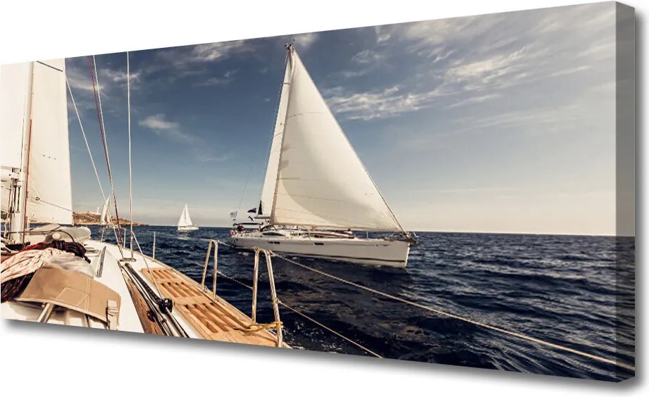 Obraz canvas Kolorowe Łodzie na Morskiej Głębi