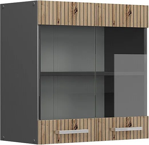 Szklana szafka kuchenna dąb rzemieślniczy 60x31x60 r-line