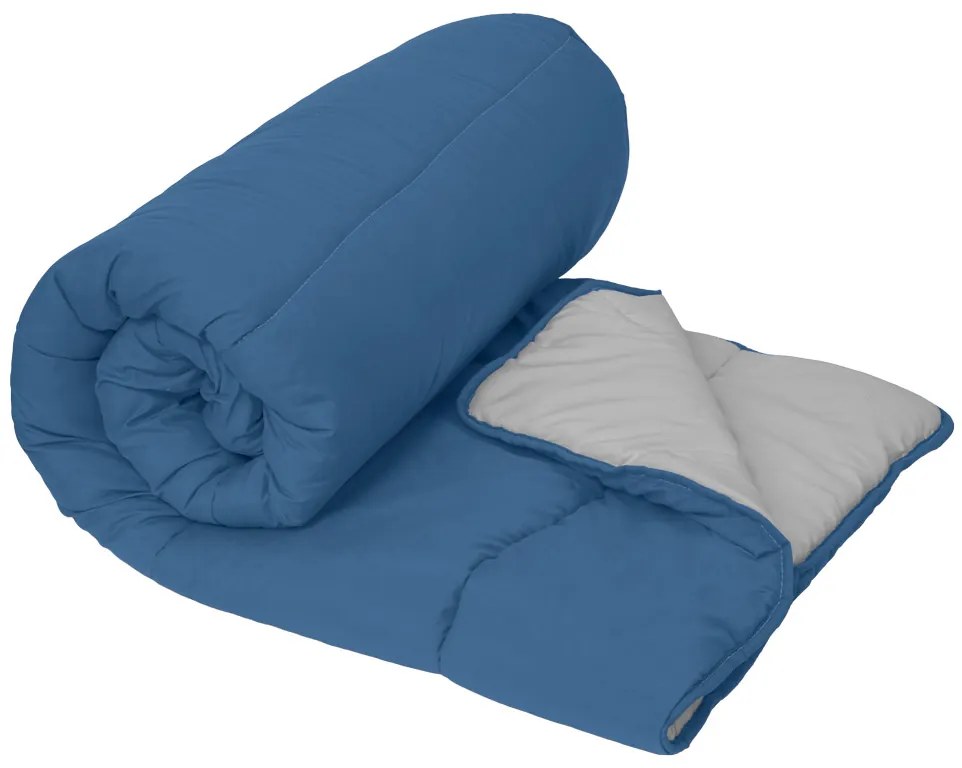 Całoroczna pikowana kołdra 140x200 cm z włókna wydrążonego, niebieska