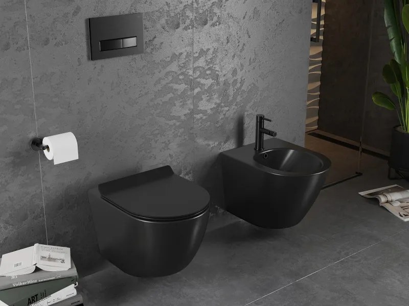 Mexen Lena miska wc Rimless z deską wolnoopadającą slim, duroplast, czarna mat - 30220185