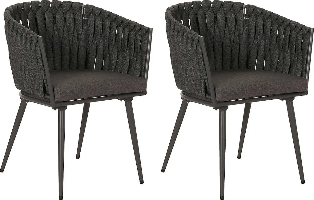 Krzesło ogrodowe MCW-N38 (zestaw 2 sztuk),  antracyt poduszka ciemnoszara