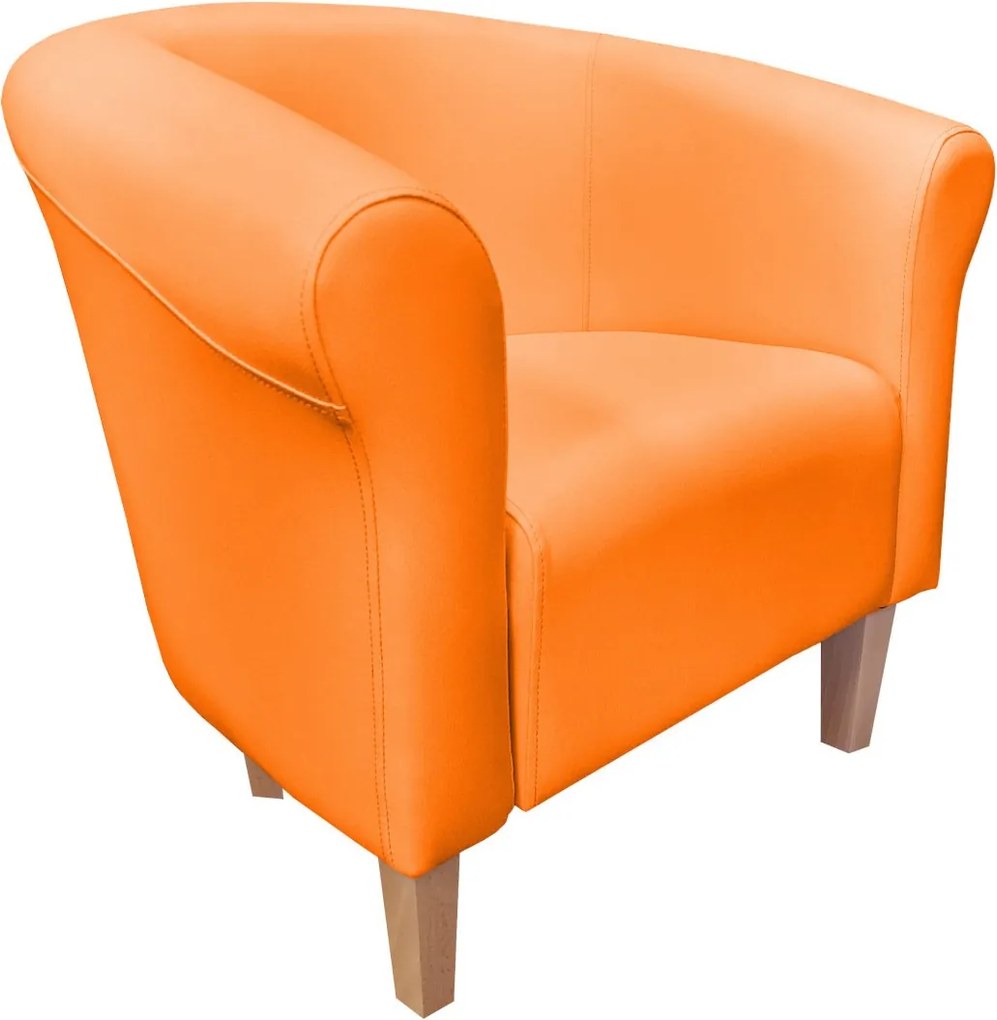 Fotel Milo tkanina Eko-skóra elegancki fotel do salonu i gabinetu : Kolor nogi - Drewno, Kolor tkaniny - EKO-SKÓRA - 20D, Wysokość nogi - 15 cm