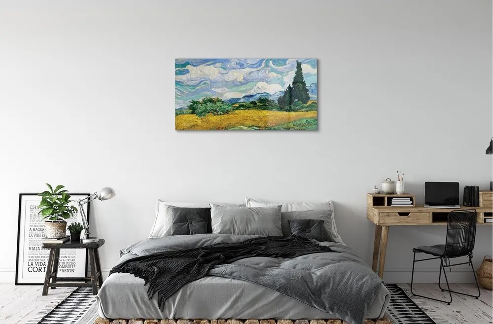 Obraz na szkle Pole pszenicy z cyprysami - Vincent van Gogh