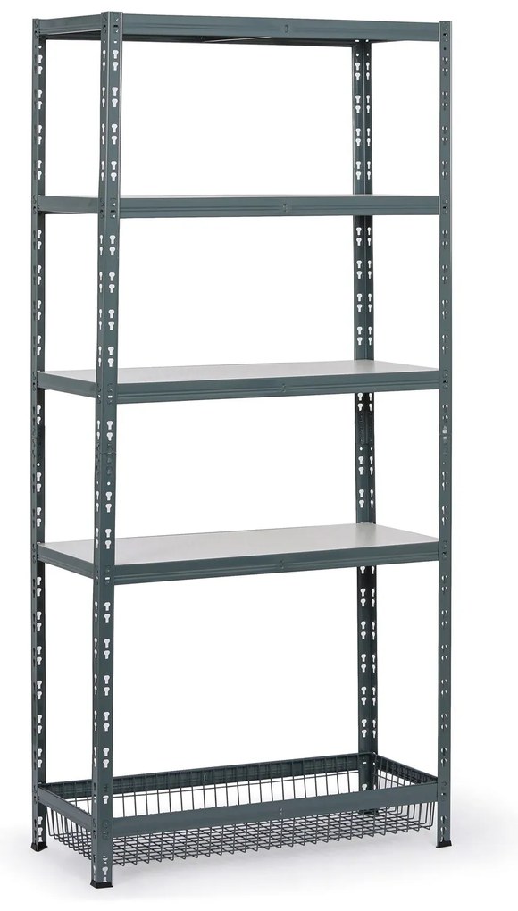 Regał półkowy z koszami, 1954 x 900 x 400 mm, nośność 175 kg, 4 półki + 1 kosz