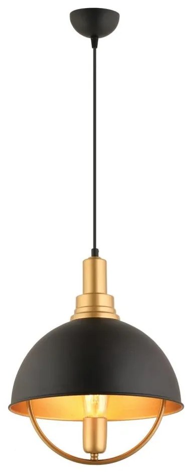 Lampa wisząca na lince MONZA 1xE27/40W/230V śr. 30 cm czarna/złota