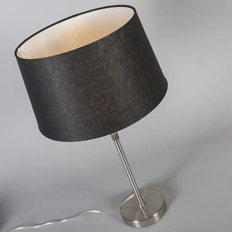 Lampa stołowa ze stali z czarnym kloszem 35 cm regulowana - Parte Nowoczesny Oswietlenie wewnetrzne