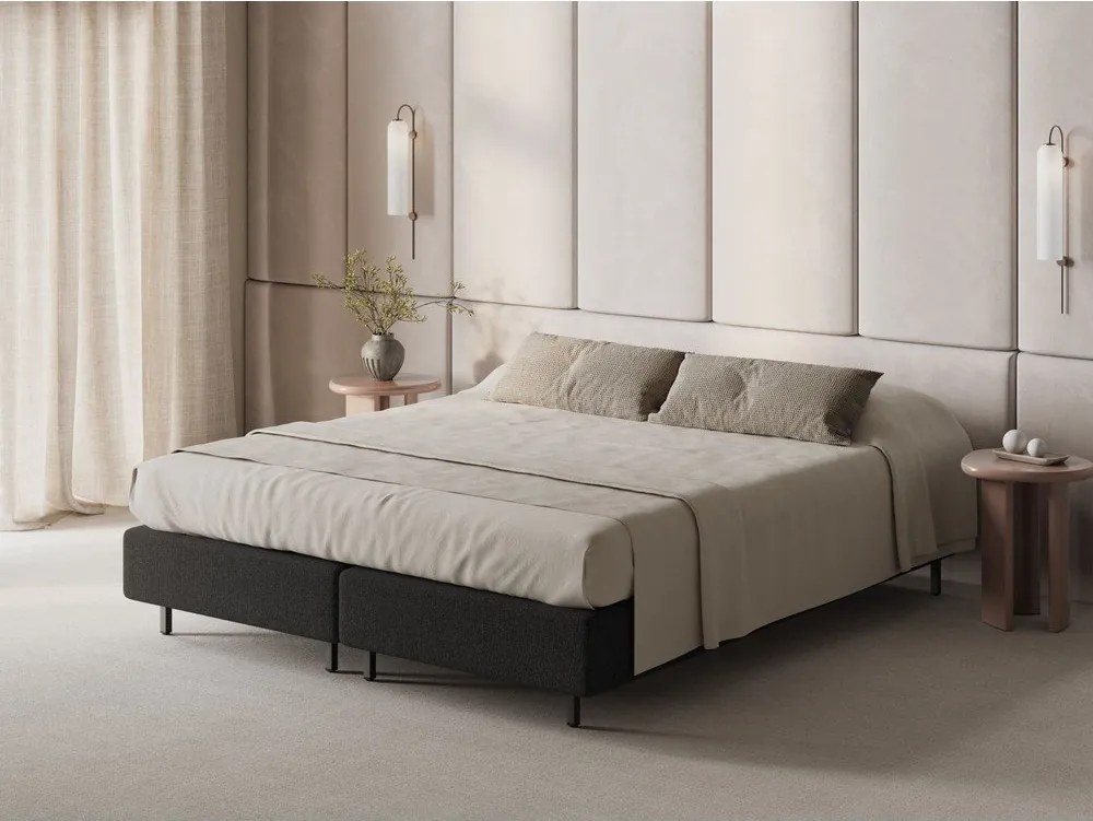 Czarne tapicerowane łóżko jednoosobowe bez zagłówka 90x200 cm Whale – Micadoni