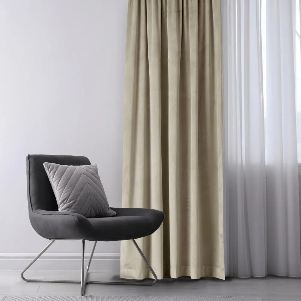Brązowa/beżowa aksamitna zasłona częściowo zaciemniająca (dimout) 140x270 cm Eyelets – Restilo