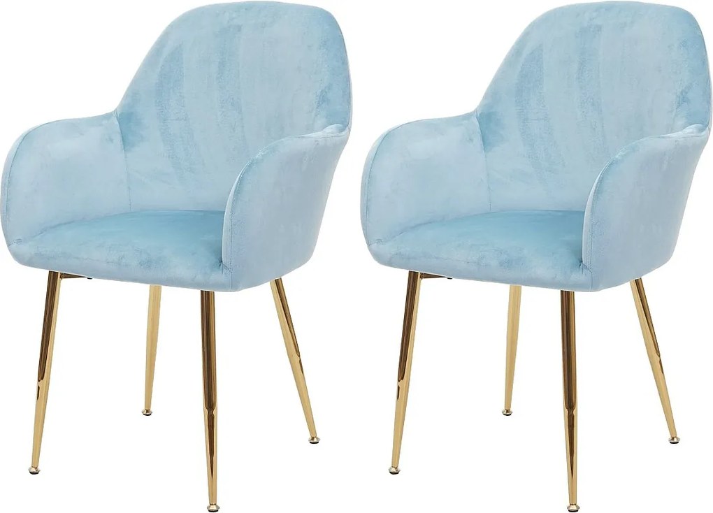 Krzesło do jadalni MCW-F18 (zestaw 2 sztuk),  aksamitna mięta, złote nogi