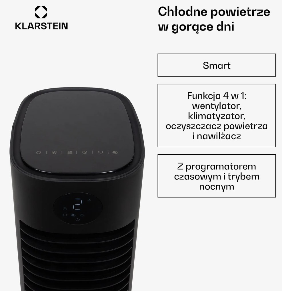 Klarstein Skytower Smart 8L 460m³/h Klimator Czarny