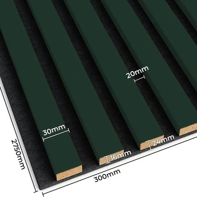 Akustyczne panele lamelowe 2 szt. butelkowa zieleń K1-K83