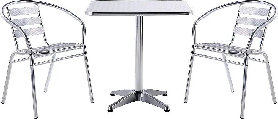 Zestaw ogrodowych mebli jadalnianych  z aluminium: mały kwadratowy stolik i 2 krzesła - MONTMARTRE