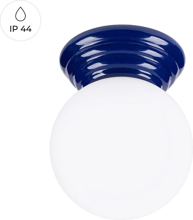 Lampa sufitowa minimalistyczny Zori, ceramika szkliwiona/szkło - 1 źródło - L.12 x H.12 cm - ultramaryna