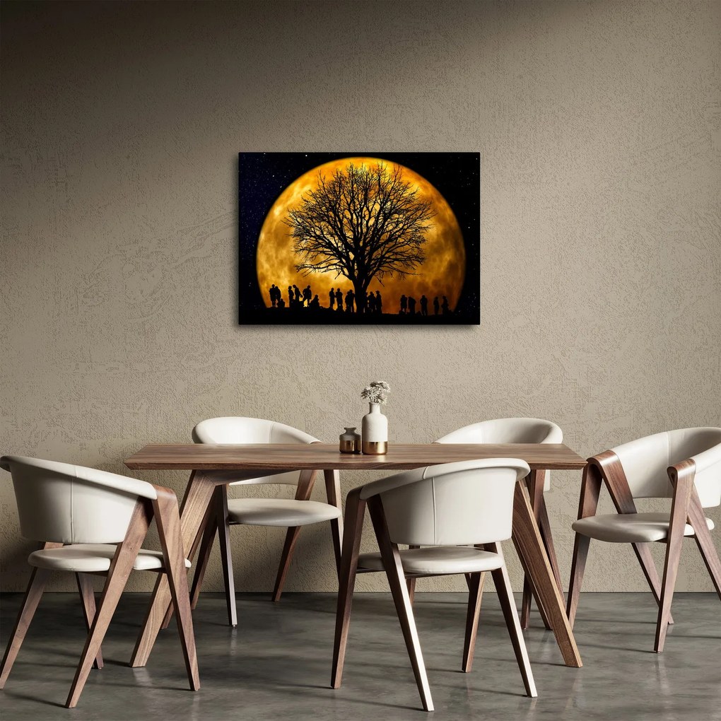 Obraz księżyca i sylwetki (70x50 cm)