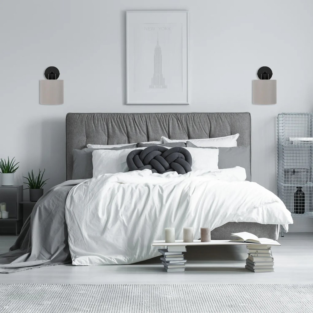 Czarny kinkiet LED z szarym abażurem WD-C-1010SC-GR jednopunktowy indu