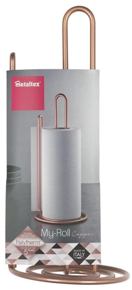Stojak na ręczniki papierowe w kolorze miedzi Metaltex