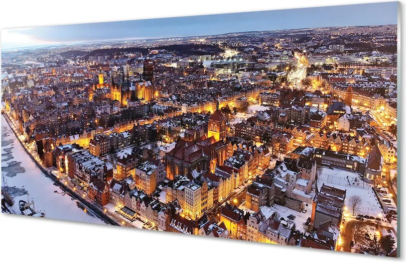 Panel szklany do Kuchni Zimowy Gdańsk nad Motławą