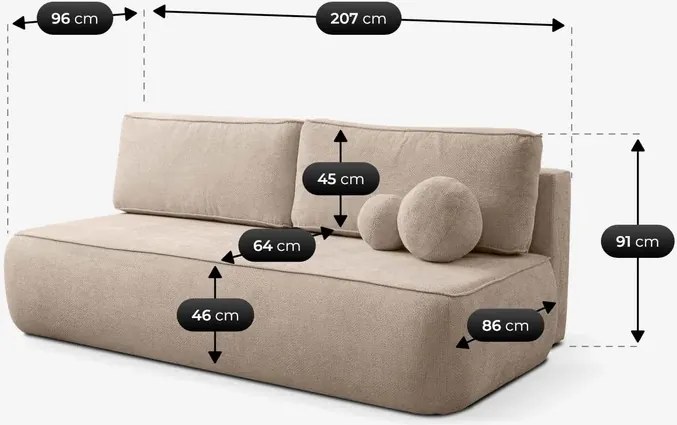 Sofa z Funkcją Spania ARVETO Beżowa Szenil Nowoczesna